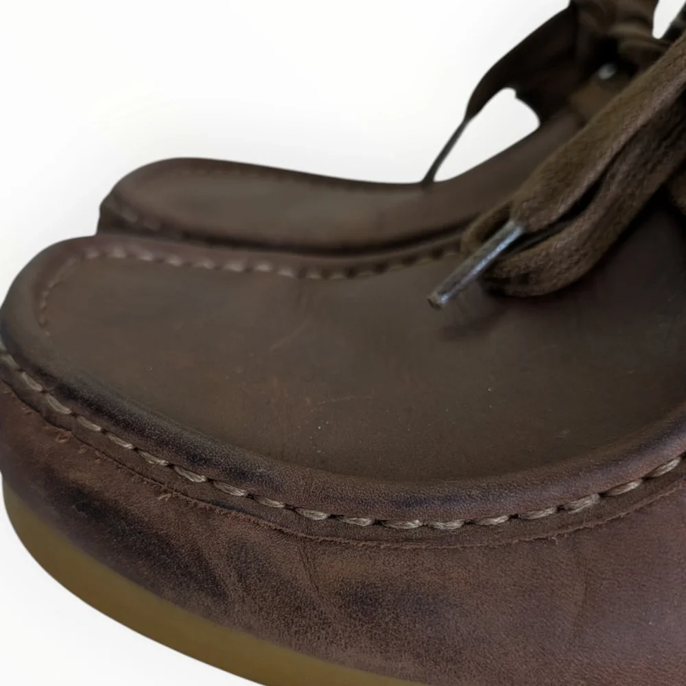 Clarks Collection Wallabee Classic Brown Leather Moc Toe EVO Shoes Size 10 Mens